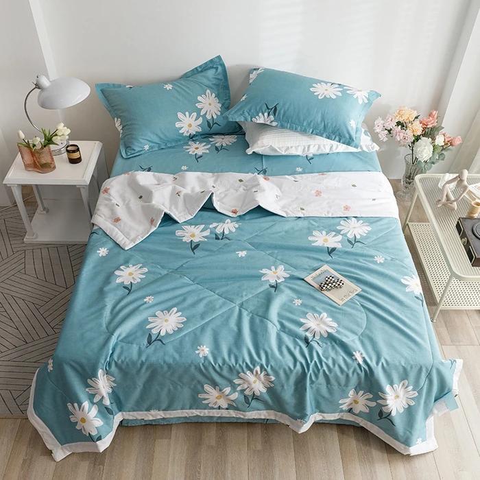 Cotton summer quilt air conditioner Xia Liang quilt pure cotton bed sheet4-piece set dormitory single summer thin quilt washable