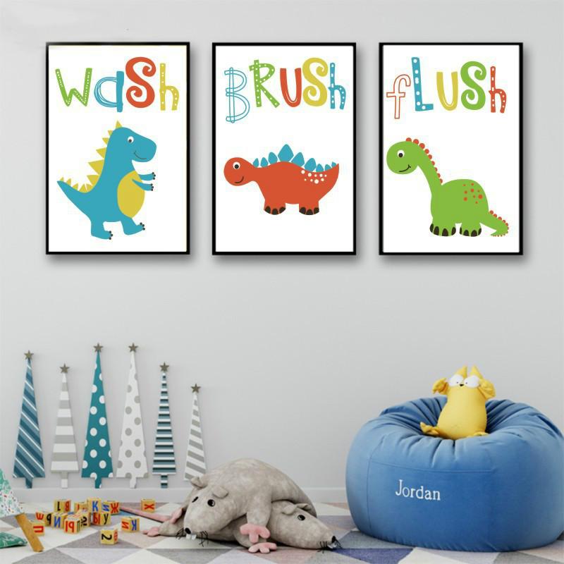 

Nordic Simple Мультфильм Животное Динозавр Декоративная живопись для детской комнаты Современный холст Живопись Искусство Детская комната Декор