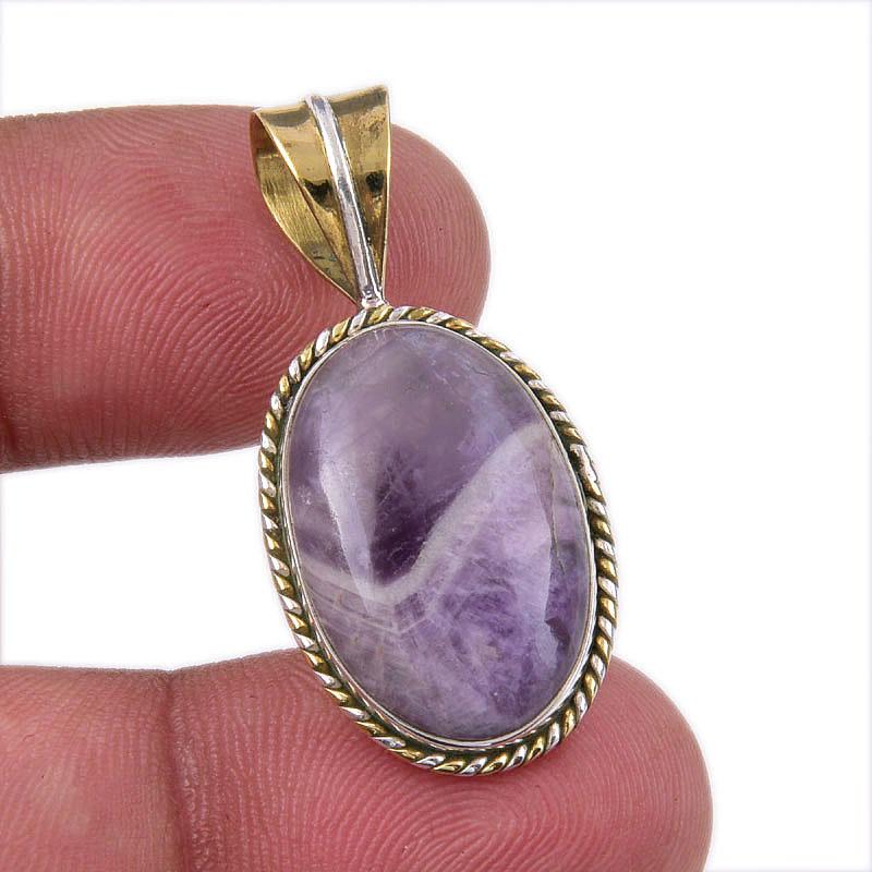 

Natural Tiffany Stone 925 Solid Sterling Silver Gift TwoTone Pendant 1.25 Z8U73