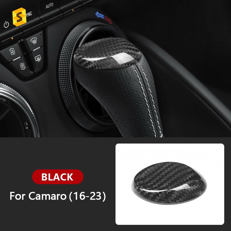 Shasha Carbon Gear Shift Knob Cover Trim Dry Carbon Fiber Interior Accessories Trim for Chevrolet Camaro 2016 up Now чёрный
