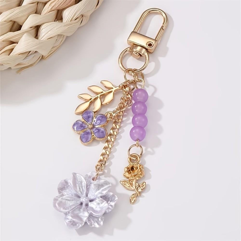 Metal Flower Keychain Beaded Sakura Key Chain Ornaments Cherry Blossom Pendant Bag Key Decor