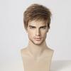 Men Black Synthetic Wig Natural Looking Daily Fake Hair for Male Short Brown Wigs Costume Party Heat Resistant Fiber
