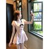 Love daughter style short skirt summer waist thin design sense pure desire sweet bow temperament dress women