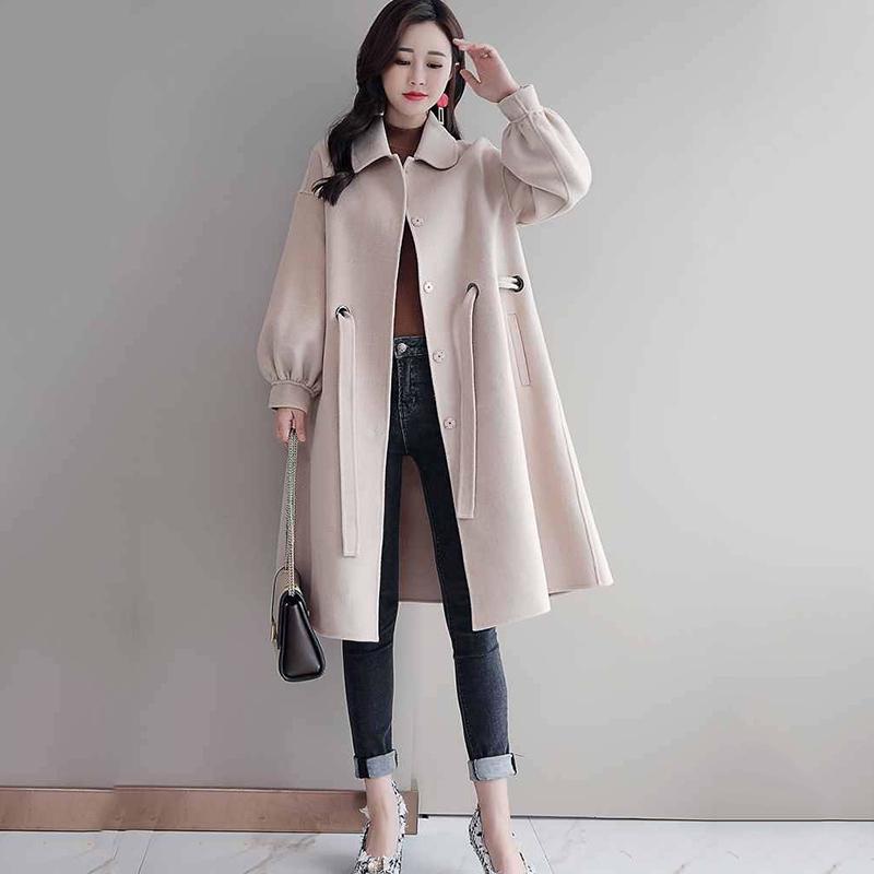 Artka Womens Double-Breasted Wool Blend Belted Long Pea Coat With Lantern Sleeve Artka Womens Double-Breasted Wool Blend Belted Long Pea Coat With Lantern Sleeve