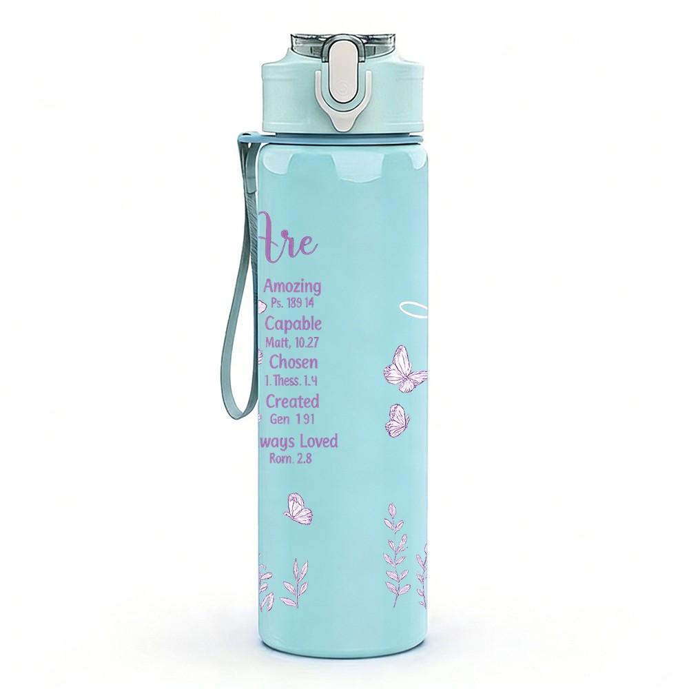 1PC You Are Enough Inspirational Quote 750ml Color Plastic Sports Water Bottle Leakproof Flip Straw Lid Suitable for Sports Office Home Use