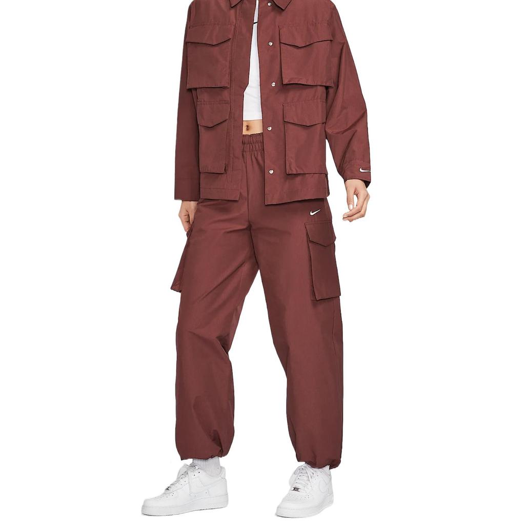 Nike Sportswear Everything Woven Solid Mid-Rise Straight Leg Cargo Pants Women Pants Dark-Team-Red White HM6977-619