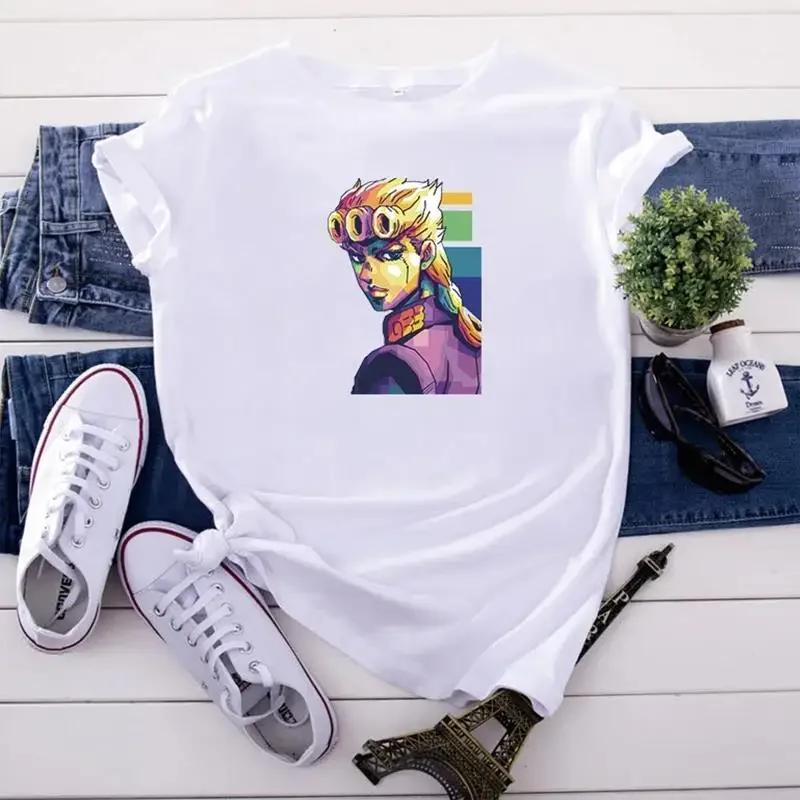 JoJo Bizarre Adventure Anime Print T Shirt Harajuku Women Casual Vintage Streetwear Short Sleeve T Shirt Unisex Graphic T Shirts