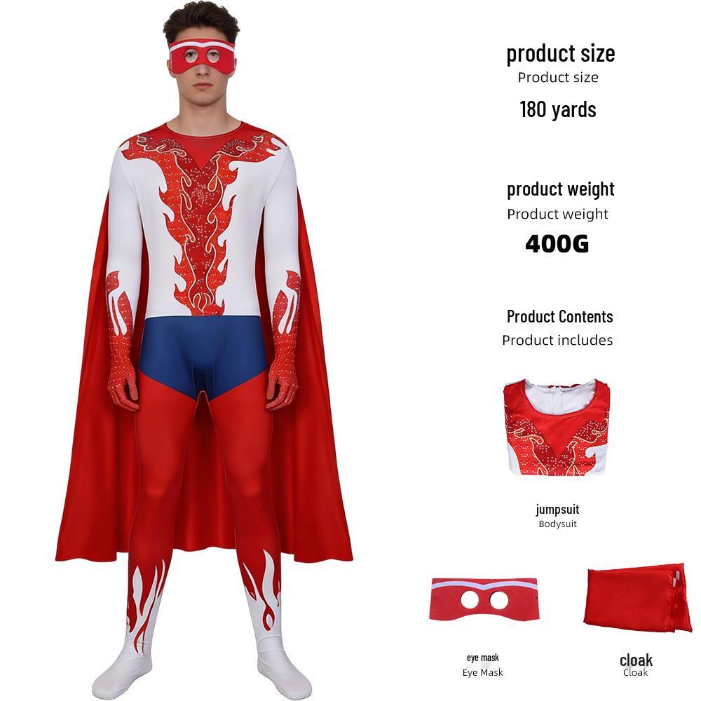 Super Bad Guy Mike Mai Superman Cosplay Jumpsuit Set for Halloween or Stage
