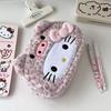 Hello Kitty Plush Pencil Case New Leopard Print Japanese Style Large Capacity Aesthetic Stationery Pouch For Adult Daily Use