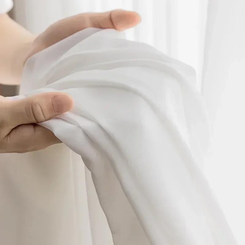 Basic Rod Pocket Sheer Voile Window Curtain Panels White One 1pc for Kitchen Bedroom Children's Room Living Room Decoration