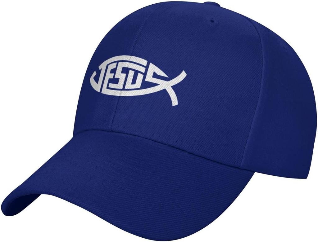 Jesus Fish Icthys Christian Print Baseball Cap Casual Adult Unisex Cotton Adjustable Sports Hat