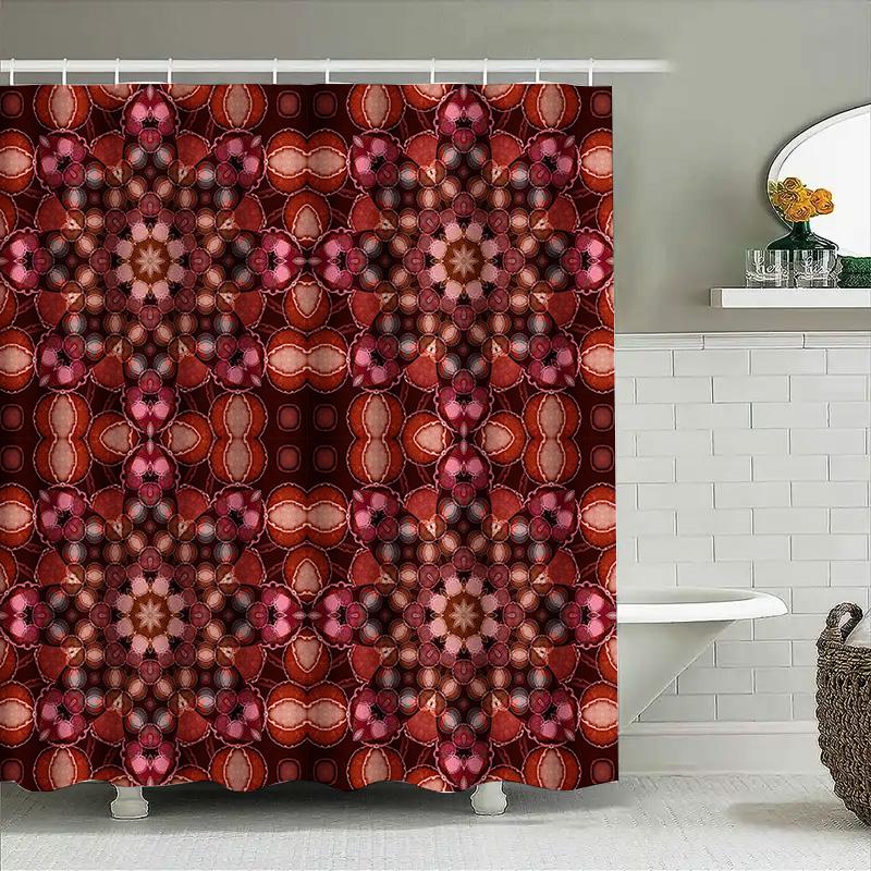 Modernes Badezimmerdekor stilvoller Rot-Blauer Geometrischer Duschvorhang Mit Weißen Akzenten Perfekt Für Die Schaffung Eines Luxuriösen Spa-Erlebnisses