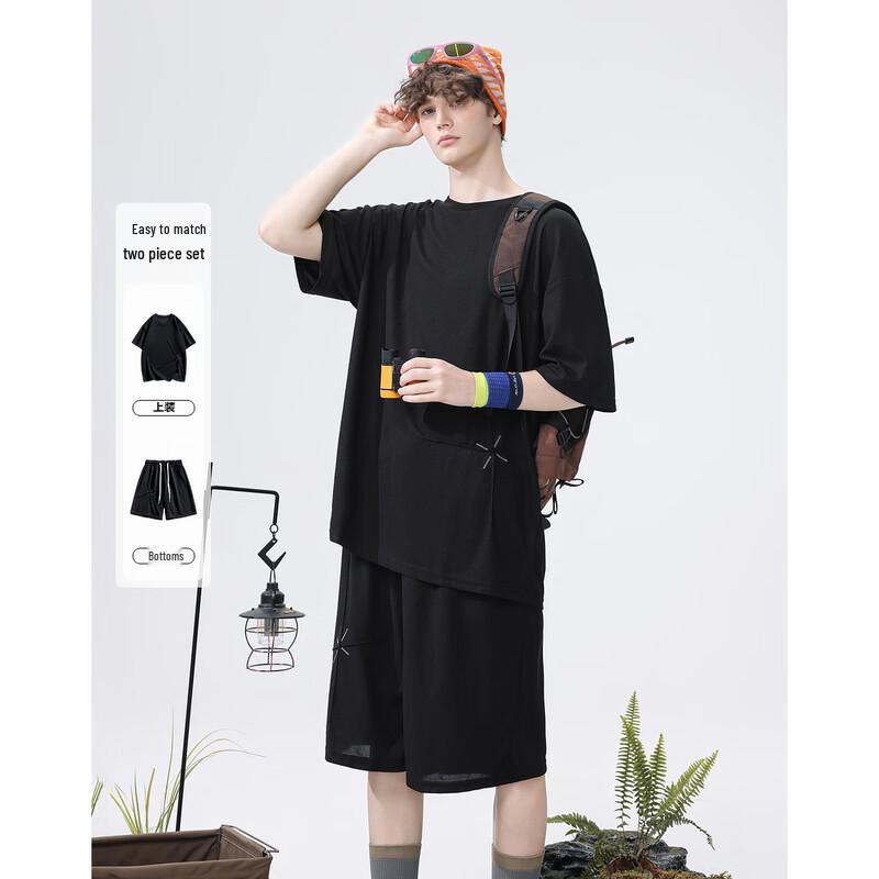 

Demana Men s Waffle Knit Short Sleeve Top & Shorts Set L