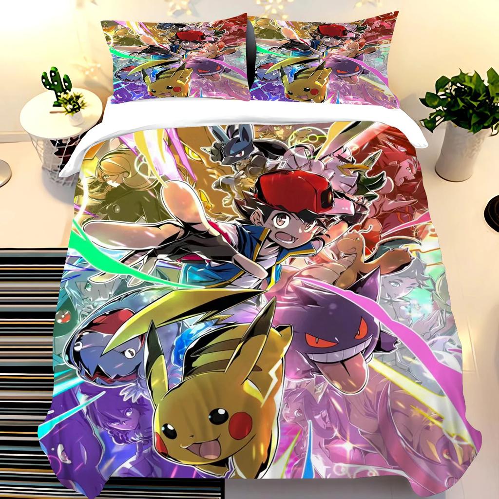 Electric Mouse Bedding Set Children'S Bedding Set Squirtle Quilt Duvet Cover King Size Twin Covers Children Printed 100% Polyest