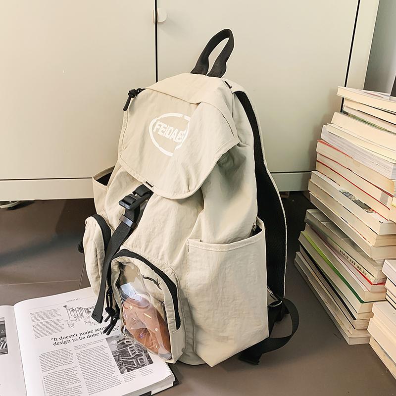 Women Solid Color Backpack Men Lightweight Travel Bag Large Capacity Backpack