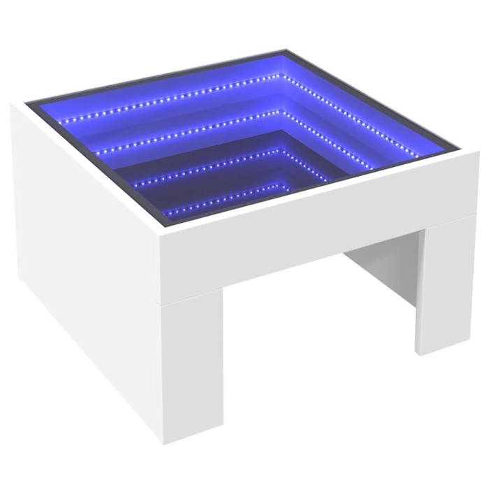VidaXL Table basse avec LED infini blanc 50x50x30 cm, table d'appoint, table de salon, table latérale, bout de canapé, table 847602