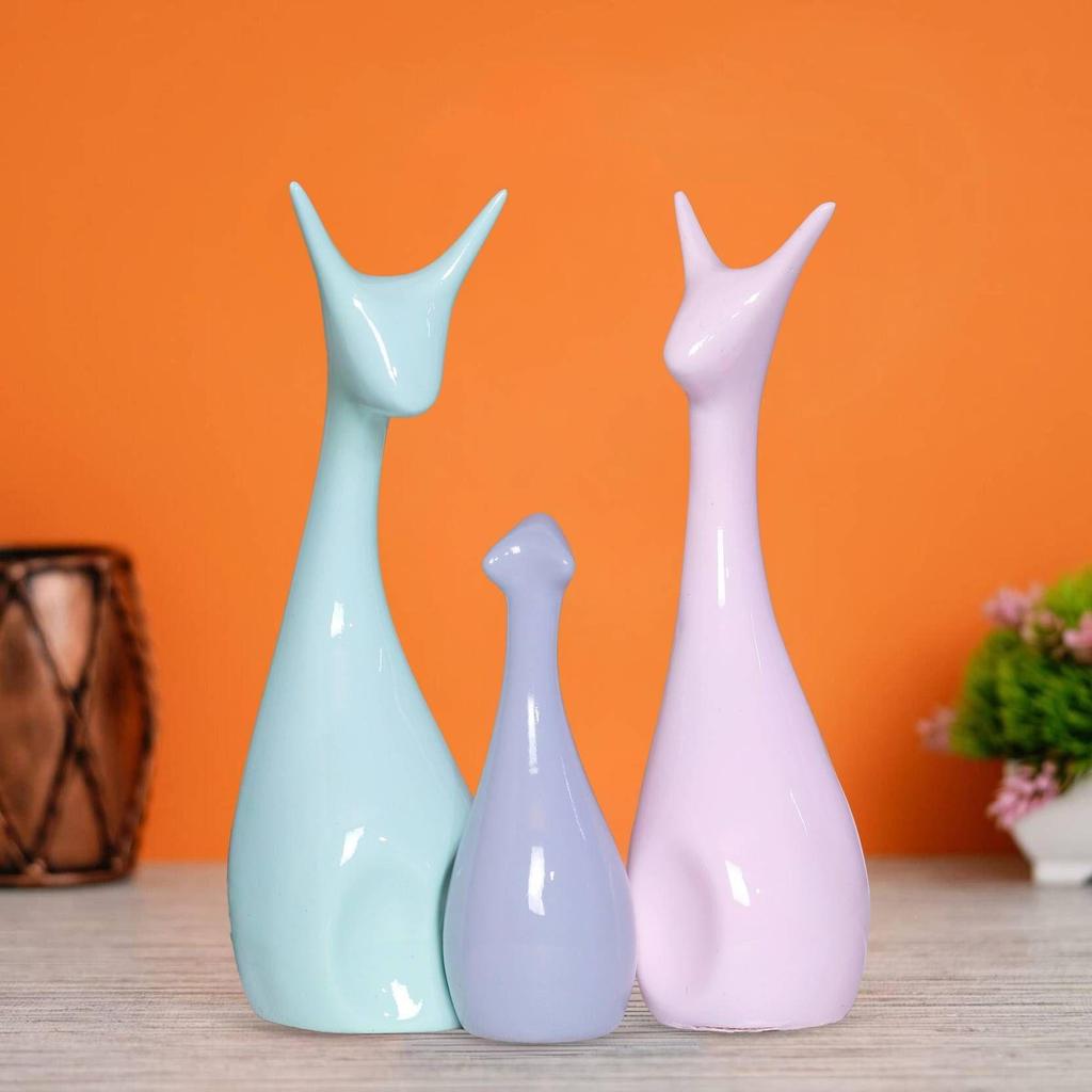 Lucky Deer Figurines Family Piano Finish Figures Home Decorative Showpiece - 25 cm  (Polyresin, Multicolor)