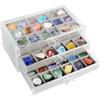 Cutie de prezentare din cristal cu 3 sertare și 54 de compartimente - Cutie organizatoare mare pentru bijuterii, cristale, pietre prețioase și roci - Carcasă transparentă 23,5x15,5x10,5cm