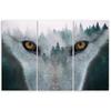 Three Piece Picture Canvas Print Wolf Forest Fog Nature Trees