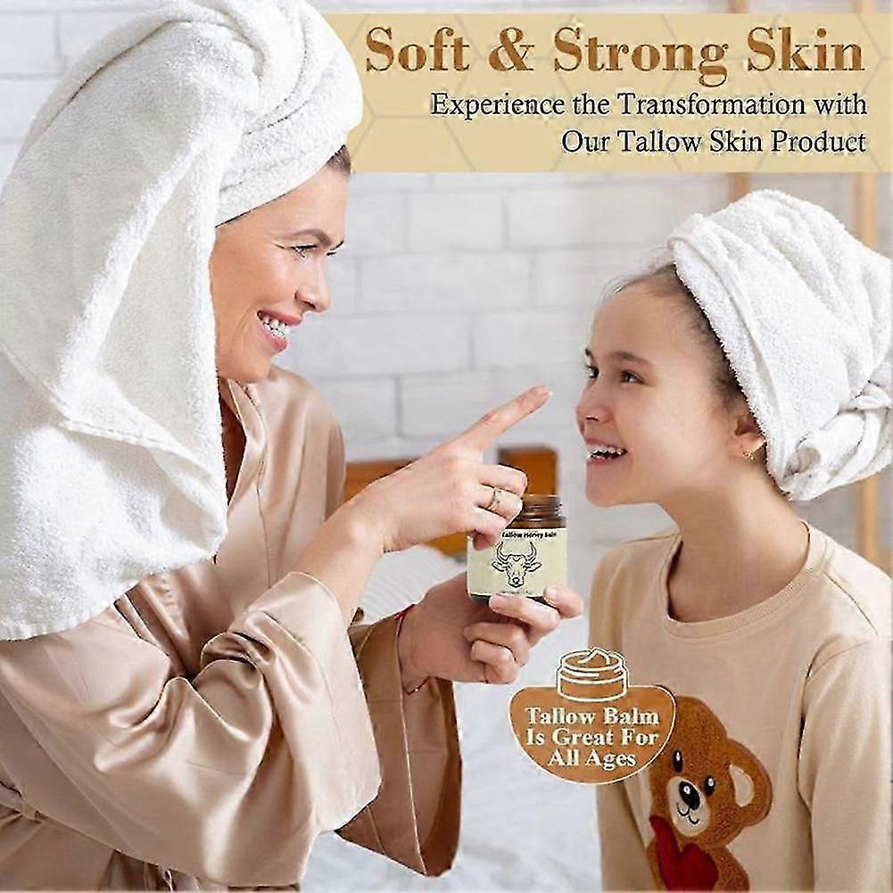 120ml Grass-Fed Tallow Moisturizer, Whipped Beef Tallow & Honey Balm, Natural Anti-Aging Face Cream, Deep Hydration for Sensitive Skin