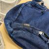 Denim Backpack Student Schoolbag Solid Color Backpack