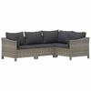 vidaXL 6-tlg. Garten-Lounge-Set mit Kissen Grau Poly Rattan