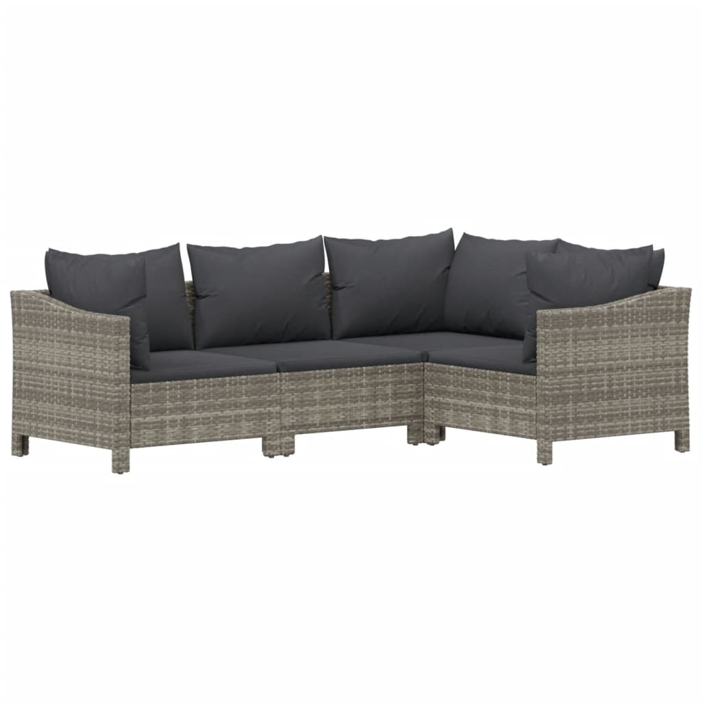 vidaXL 6-tlg. Garten-Lounge-Set mit Kissen Grau Poly Rattan