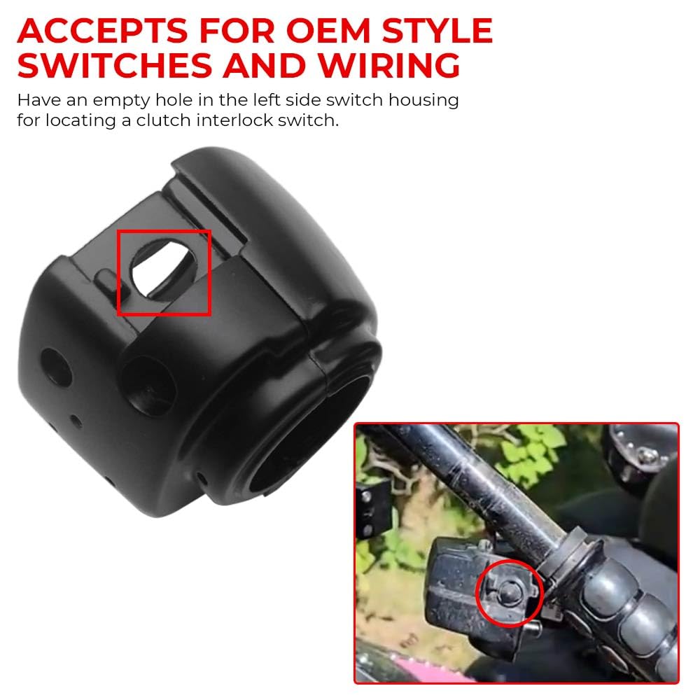 Handlebar Switch Kit Switch Housing W/Button Cover Cap Fits for Harley 2002-2017 VRSC/1996-2012 Sportster/1996-2011 Dyna Softail/1996-2013 Road King