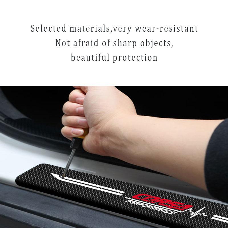 Cotree Carbon Fiber Leather Door Sill Protectors For Honda Accord - 4PCS Set, Black