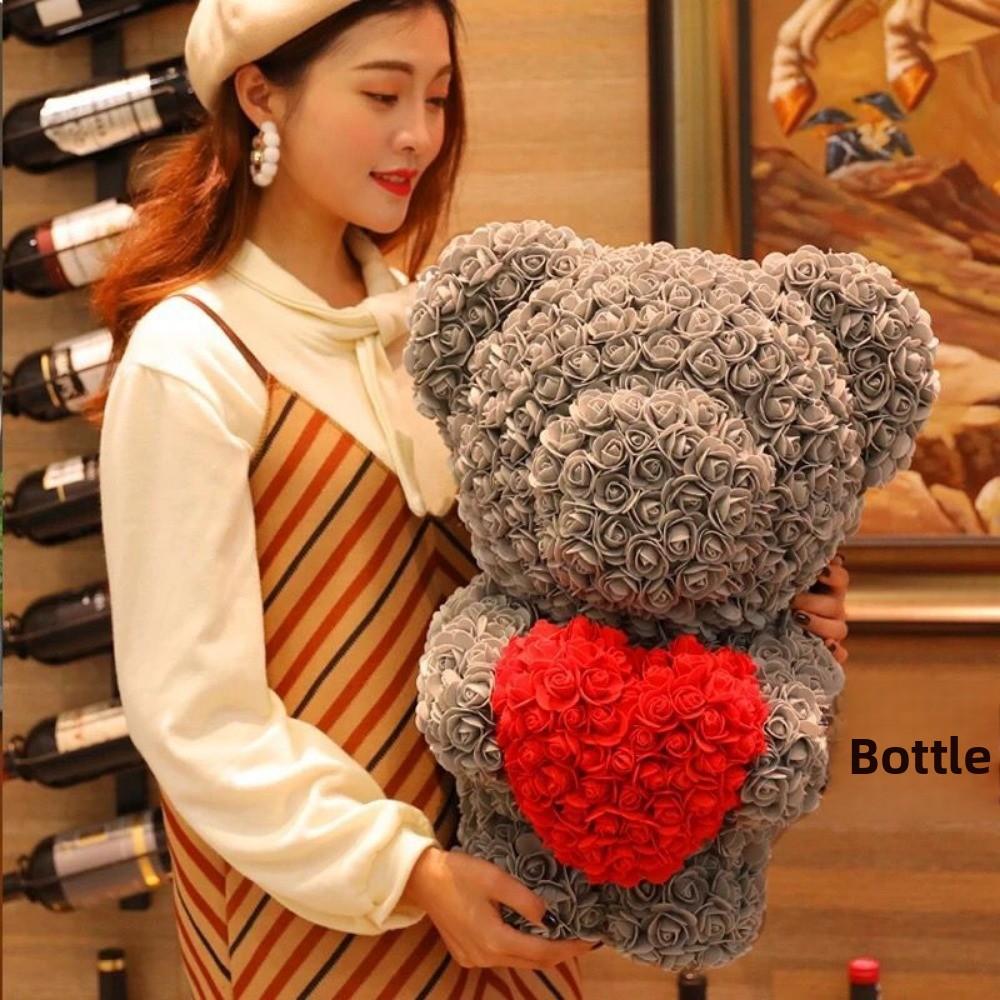 16*24cm Künstlicher Teddy-Rosenbär Mehrfarbig Romantisches Valentinstagsgeschenk Blumenbär Muttertags-Ewiger Blumenbär