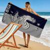 Custom Name Rooster France Print Beach Towel, Large Soft Quick Dry Towel for Beach Camping Swimming