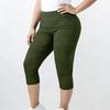Pantaloni Capris da Donna Taglie Forti a Coste Elasticizzati Corti Comodi con Design Pull-On