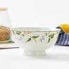 Tangshan Bone China 6-inch Elevated Bowl - Ideal for Noodles, Porridge, Rice, and More; Microwave-Safe and Anti-Scald.