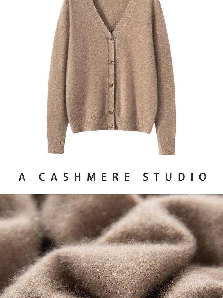 **2026 Le Kasha 100% Pure Cashmere Women's V-neck Sweater Cardigan for Autumn-Winter**