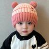 Baby Hat Winter Cute Cartoon Double Ball Wool Hat Boys and Girls Baby Ear Protector Knitted Hat Children's Pullover Hat