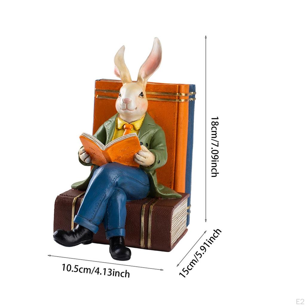 Reading Book Statue Bunny Creative Collectibles Decorative Resin Animal Figurine for