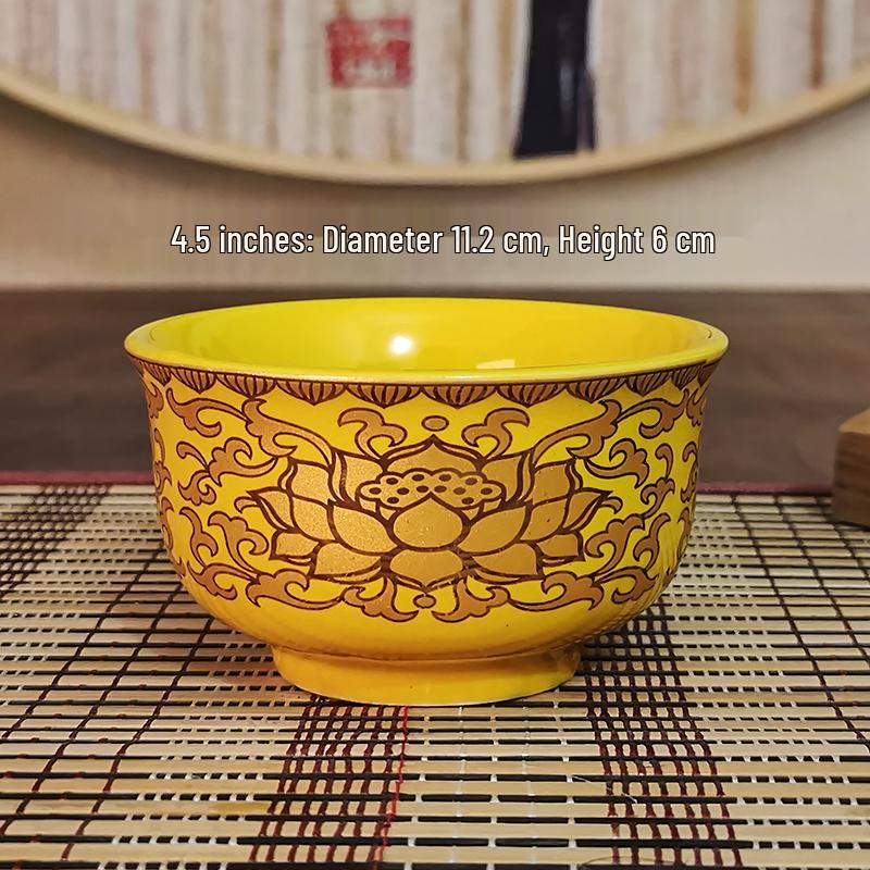 Bol d'offrande Lotus en céramique pour la salle bouddhiste - Grand et petit pour sept ou huit offrandes auspicieuses