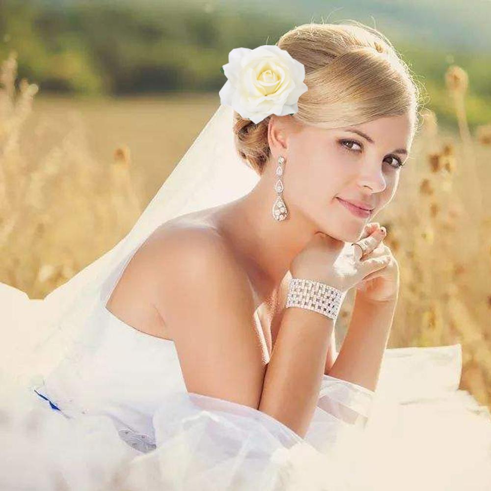 

Rose Flower Fabric Bridal Hair Clip Brooch Accessories Bridesmaid Party Wedding червоний