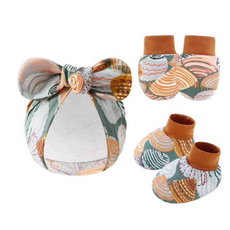 Noworodki Bawełniana Czapka Rękawiczki Skarpetki 1 Zestaw Ochrona Przed Zadrapaniami Pełna Ochrona Rękawiczki Nakładki na Stopy Akcesoria Niemowlęce