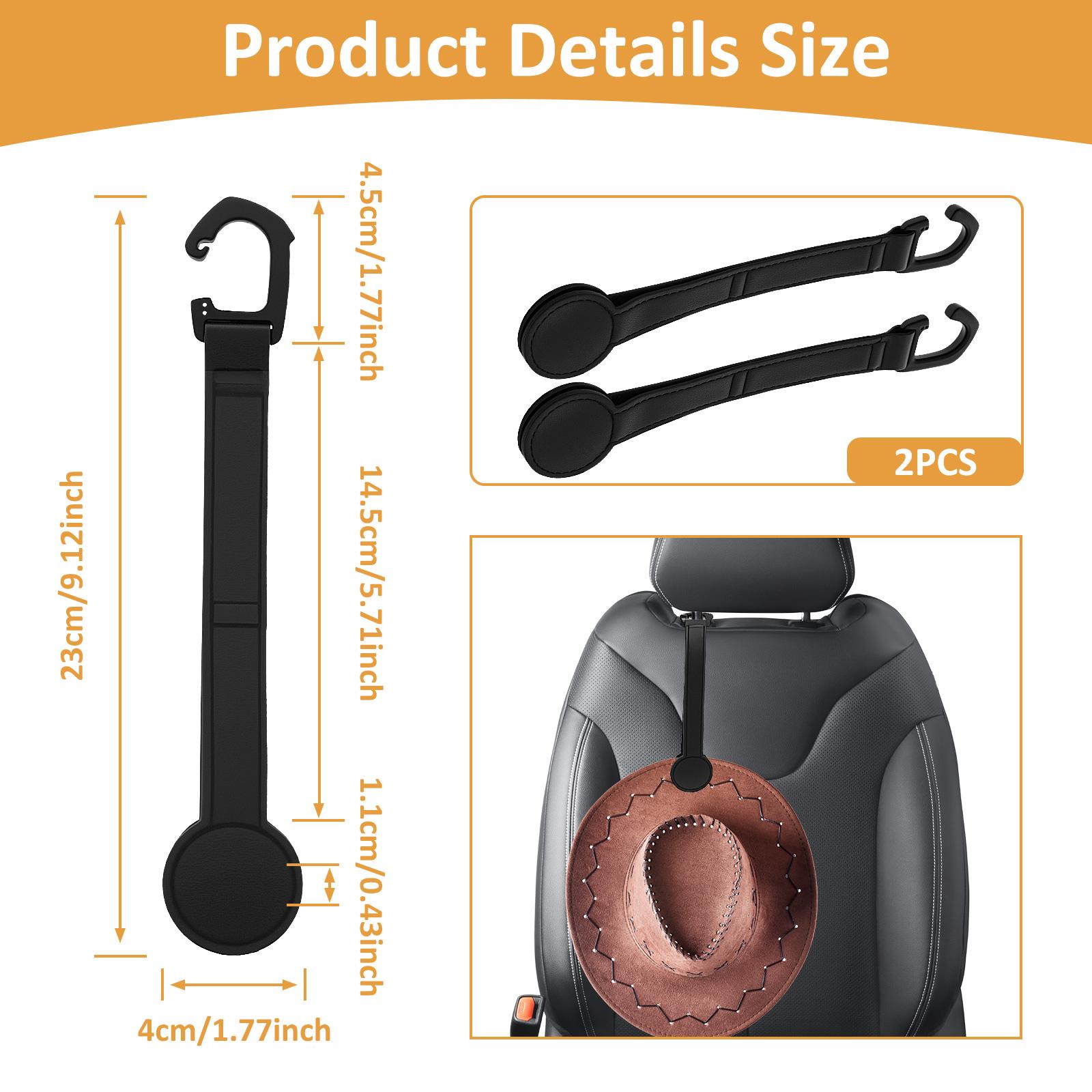 

2Pcs PU Leather Car Seat Back Hat Clip Magnetic Cowboy Hat Holder Versatile Seat Back Hat Clip for Vehicle Travel Accessories