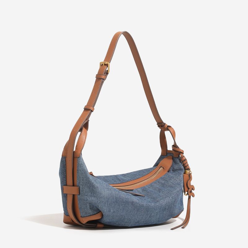 

Xuebeini Luggage Bag Pillow Bag 2025 New Underarm Bag Canvas Denim Shoulder Shoulder Tannin blue | Small size: 26x12x14cm