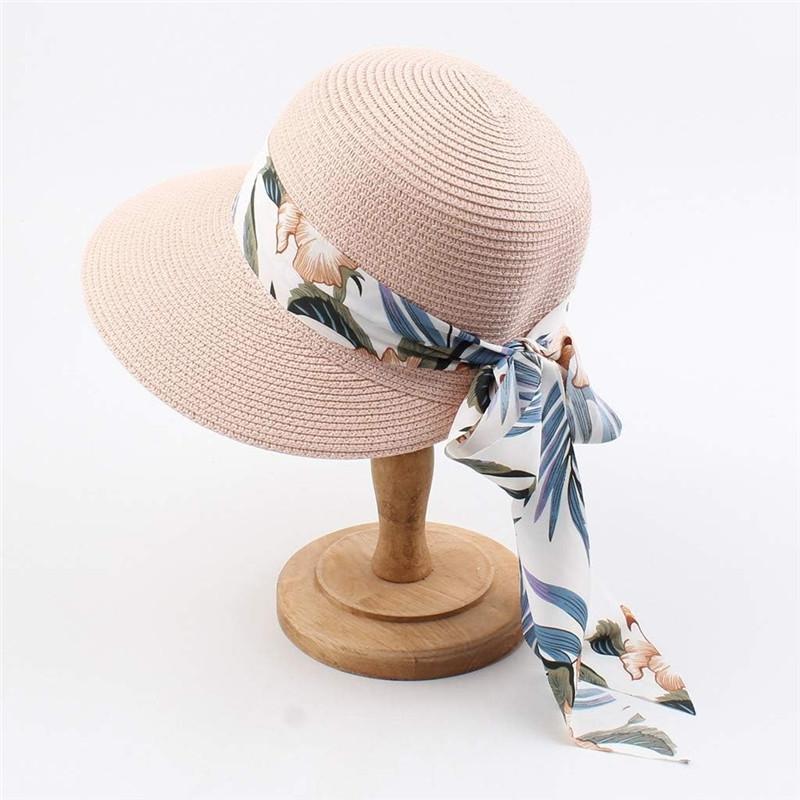 1Pc Women Sun Floppy Roll Up Wide Brim Beach Hat Foldable Summer Straw Hats