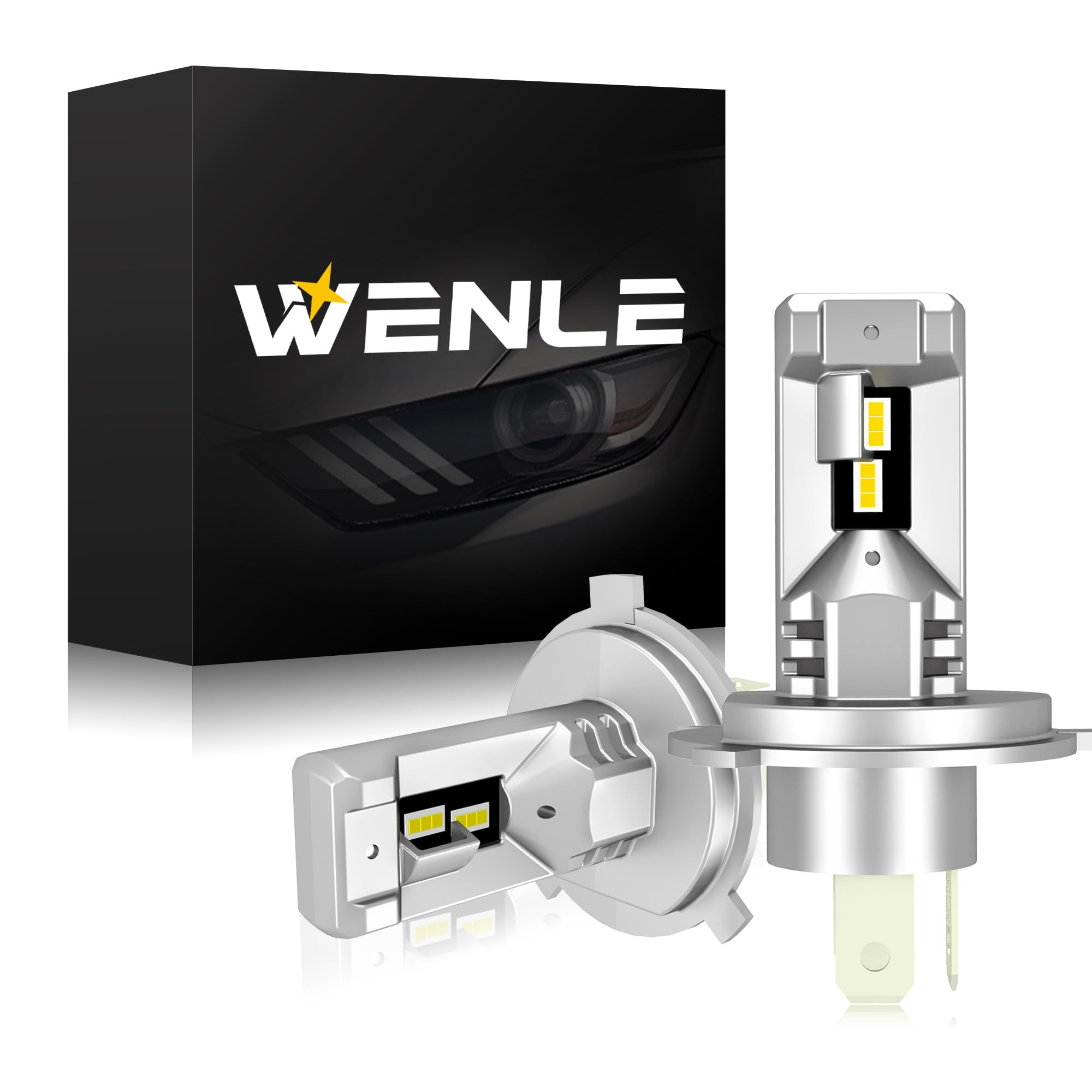 

Светодиодная лампа WENLE H4 совместима с новым взрывным светом транспортного средства 14000LM 40W White 6000K совместима с DC12V FM Noise оснащена постоянным током белый