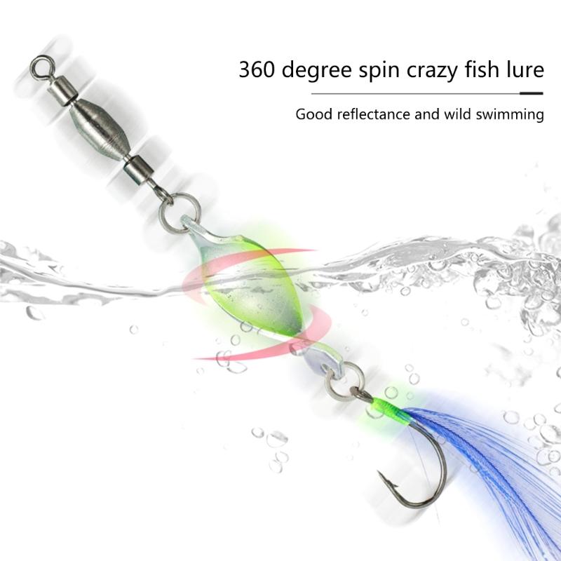 10pcs Twisted Hard Baits 360 Degree Rotating Wobbler Jigging Baits Spoon Lures Artificial Spinnerbaits with Feather Hook