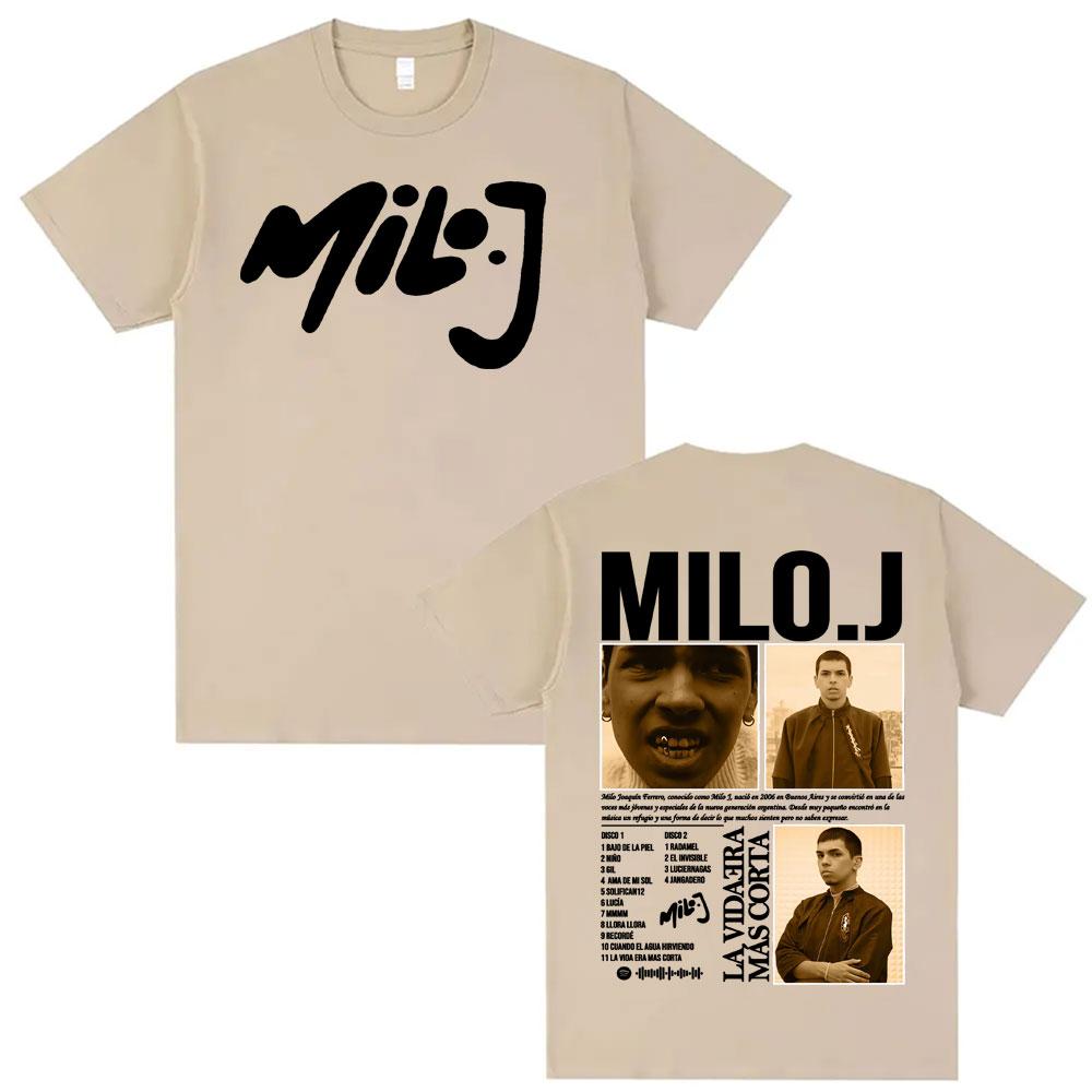 

Rapper Milo J La Vida Era Mas Corta New Album Tshirts Men Women Fashion Summer Short Sleeve T Shirt Oversized 100 Cotton Shirt 4XL