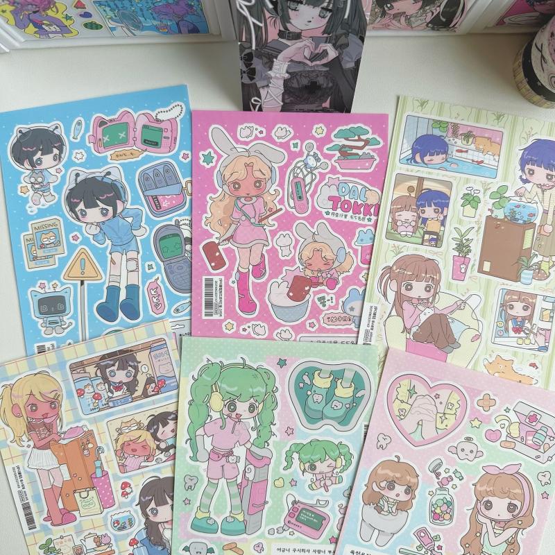Sweet Cool Shibuya Girl Stickers Kawaii Character Cartoon Y2K Stickers Handbook Diary Scrapbook Diy Decorative Sticker