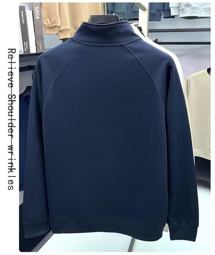 Herren-Sweatshirt mit halbem Reißverschluss für Herbst/Winter: Stehkragen, lange Ärmel, vielseitiges Freizeit-T-Shirt mit Stickerei.