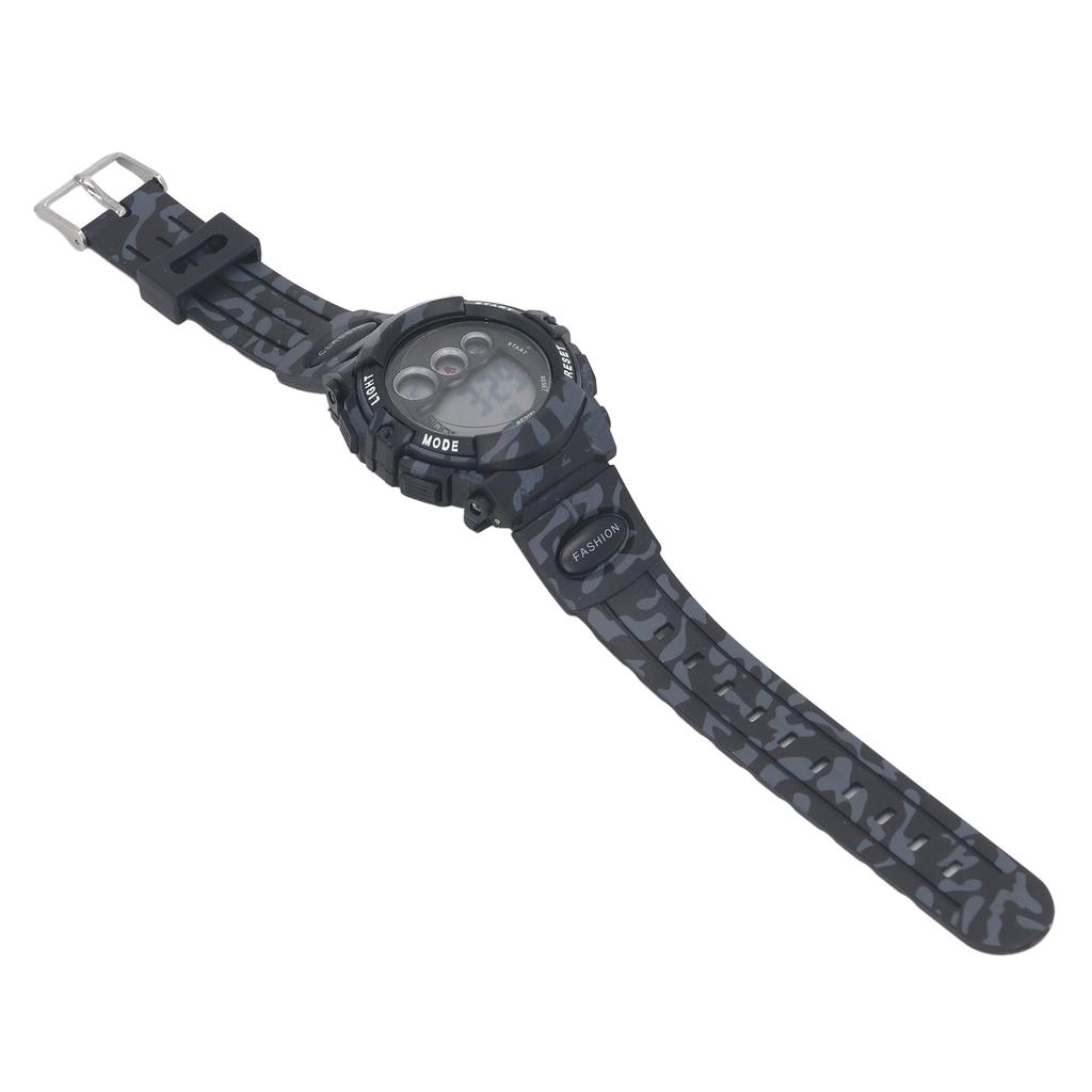 Kids Camouflage Digital Watch Alarm Clock Date Display Split Time On Time Alarm 12Celsius24 Hour 7 Colors LED Backlight 50m Waterproof Watch for Boys