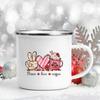Love Heart Printed Camping Mug Valentine Party Juice Milk Cup Coffee Cups  Enamel Mugs Valentine's Day Gifts for Family Friends