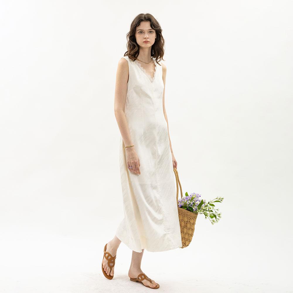 WEDNESDAY DELIGHT Wd_Silky Lace Line Dress_3Color